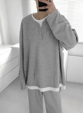 复得先生春夏假两件拼接套装男女