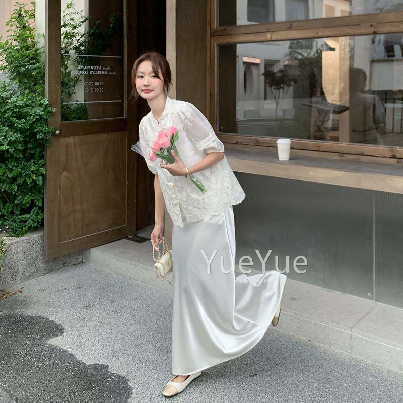 新中身国风搭套穿装裙女2025夏季LMV新式款蕾丝开衫上衣半裙两件