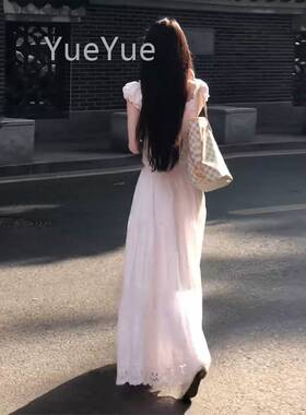 独C4B53186特漂亮腰长裙子女季白色连衣搭裙套装2025夏穿新款今掐