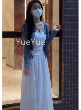 2024夏季新款小子法式高级C32TD490白子色带连衣裙女早秋穿搭吊长