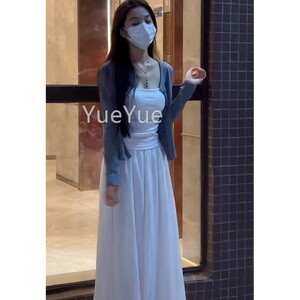 2024夏季新款小子法式高级C32TD490白子色带连衣裙女早秋穿搭吊长