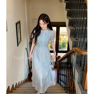 新式 高个子穿搭收腰别致蓝色连CC252L10 夏季 GE浅中TCOREL2025新款