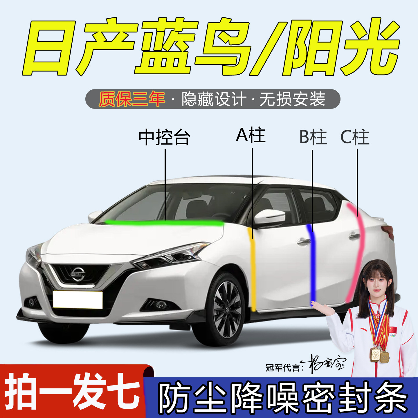 日产蓝鸟/阳光汽车门隔音密封条