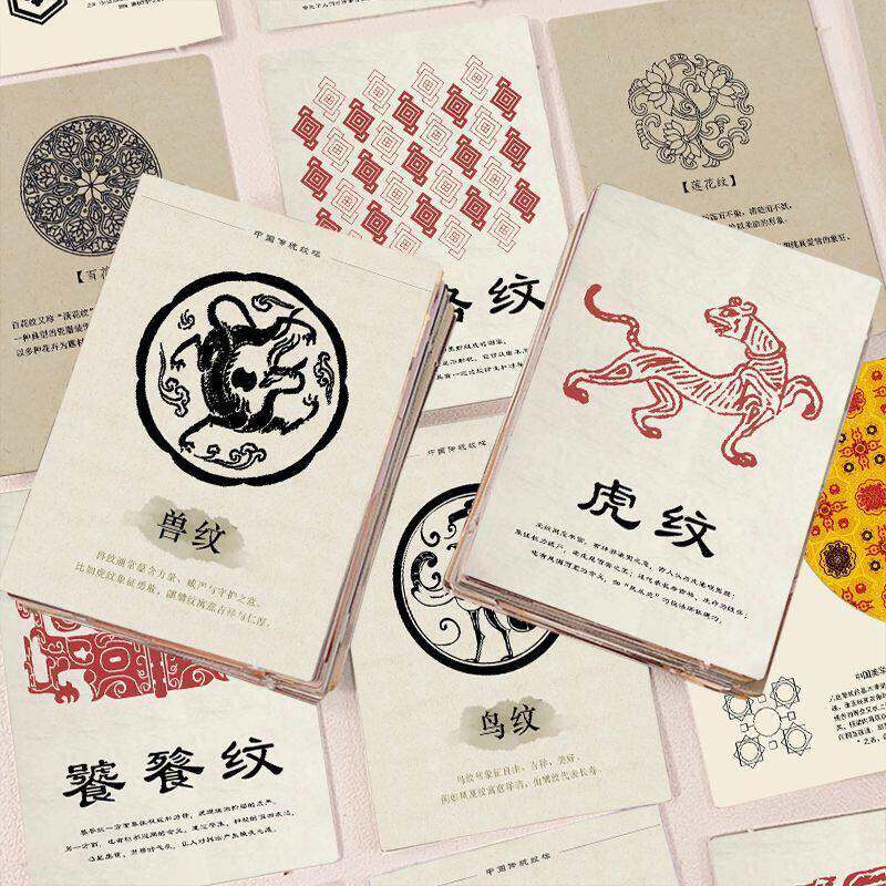 128张中国传统纹样中国风创意国潮个性贴纸装饰手机壳手账水杯diy