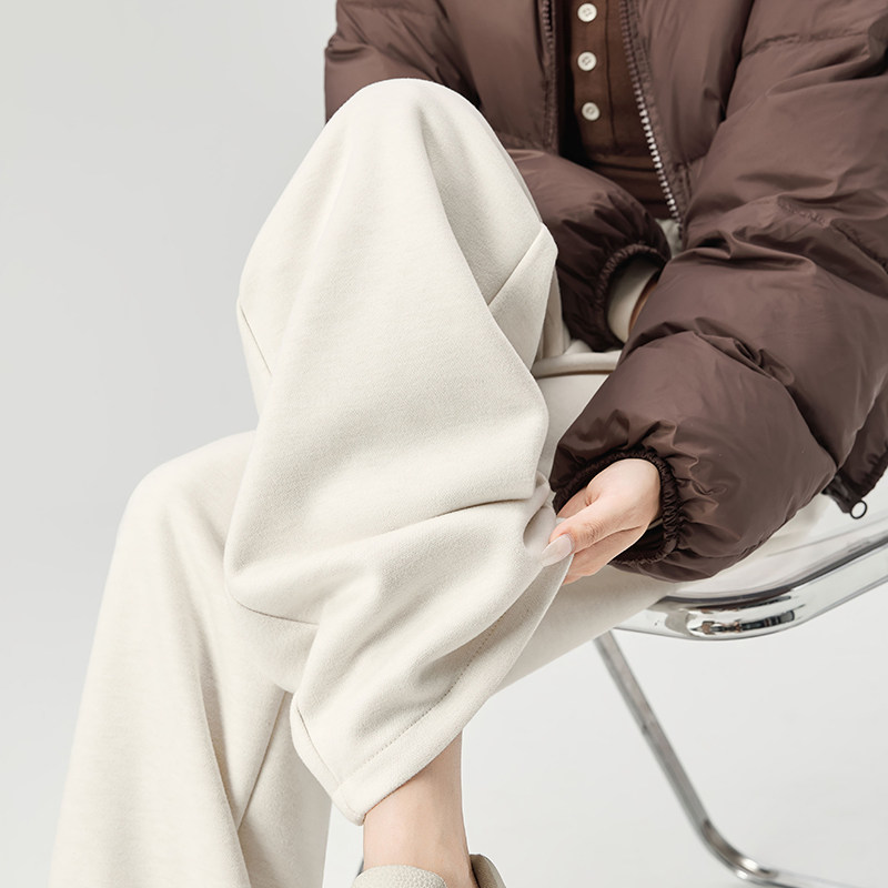 白色羊毛呢阔腿裤女秋冬季款2025新款醋酸垂感软糯加绒窄版直筒裤,女装/女士精品,休闲裤,淘宝优惠券,粉丝福利购,淘宝优惠卷