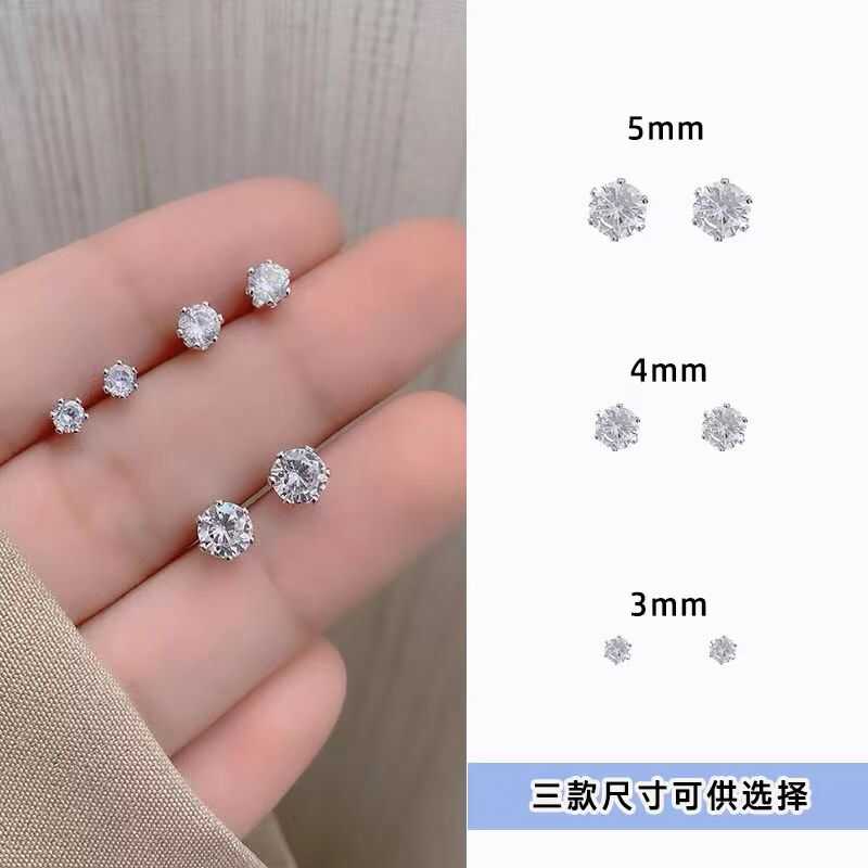 耳环百搭时尚砖石耳钉女气质爆款耳扣小众轻奢高级感耳饰