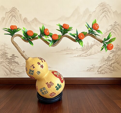 葫芦树葫芦摆件手工编织藤条仿真居家摆件