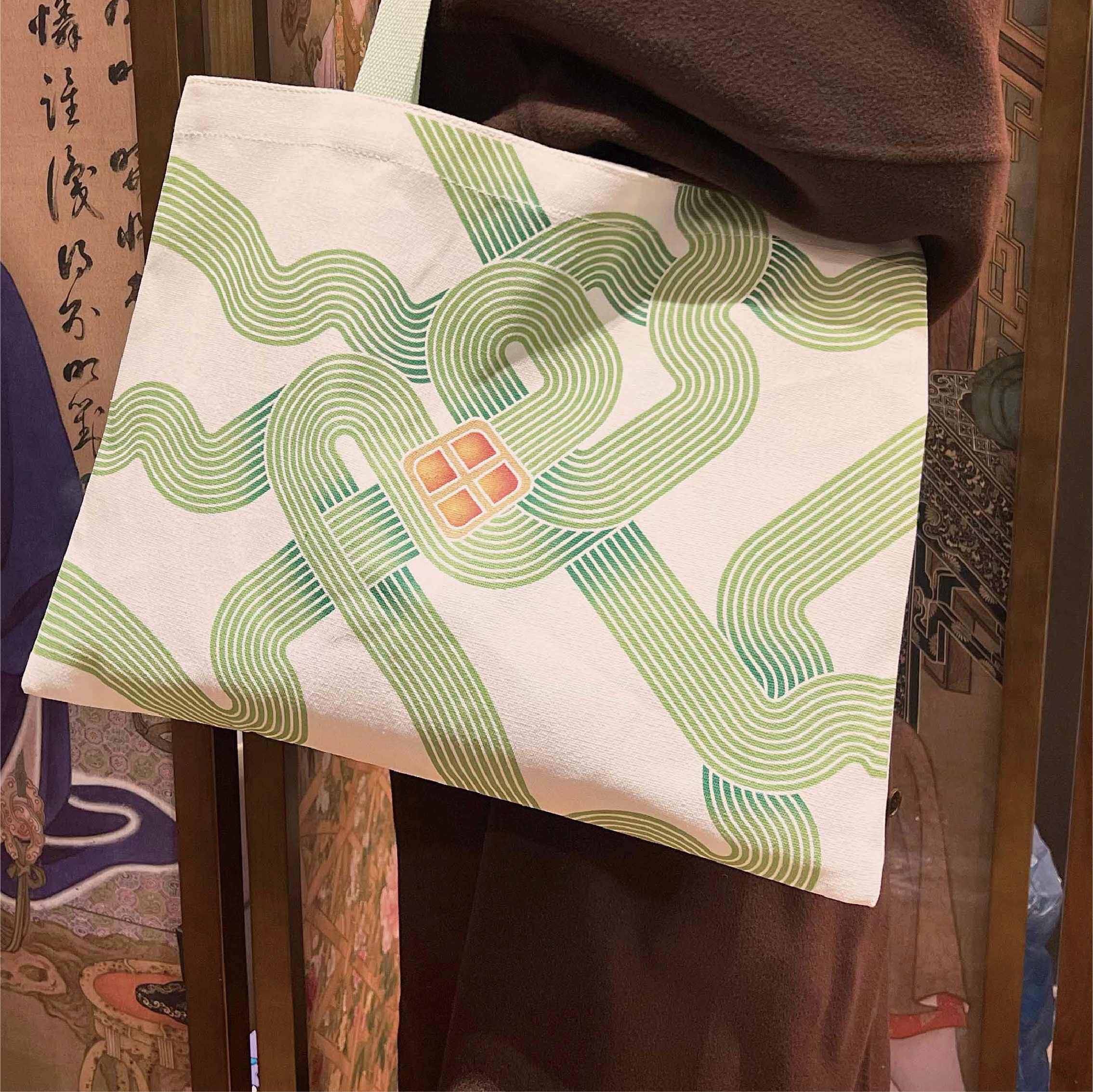 文创·玉器经典纹样·绶带纹挎包 帆布包 简约 文艺 复古  通勤  旅行