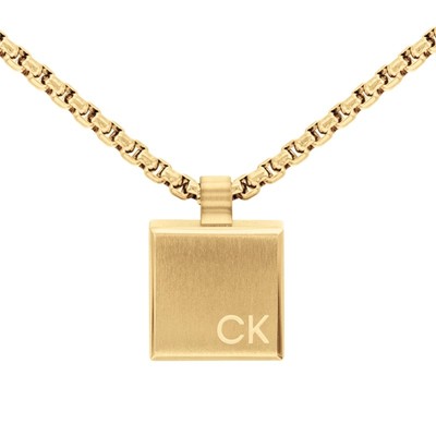 [新款CK]CalvinKleinCK型格系列小方块男士项链 金色
