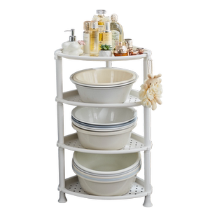 浴室脸盆架卫生间三角置物架落地厕所洗手间塑料多层镂空收纳架轮