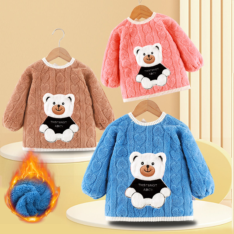 儿童加绒防脏罩衣宝宝外穿反穿衣秋冬加绒护衣保暖男女童罩褂围衣,童装/婴儿装/亲子装,反穿衣/罩衣,淘宝优惠券,粉丝福利购,淘宝优惠卷