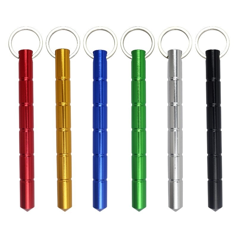 铝合金女子防狼防身尖头酷棍古巴藤战术笔户外防护破窗棍钥匙棍