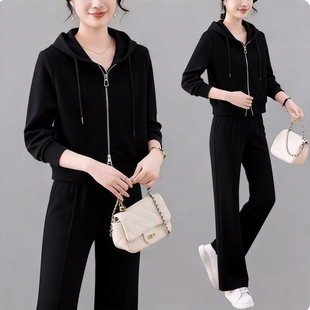 2026春季新款洋气减龄假两件妈妈装宽松时尚连帽卫衣显瘦两件套女