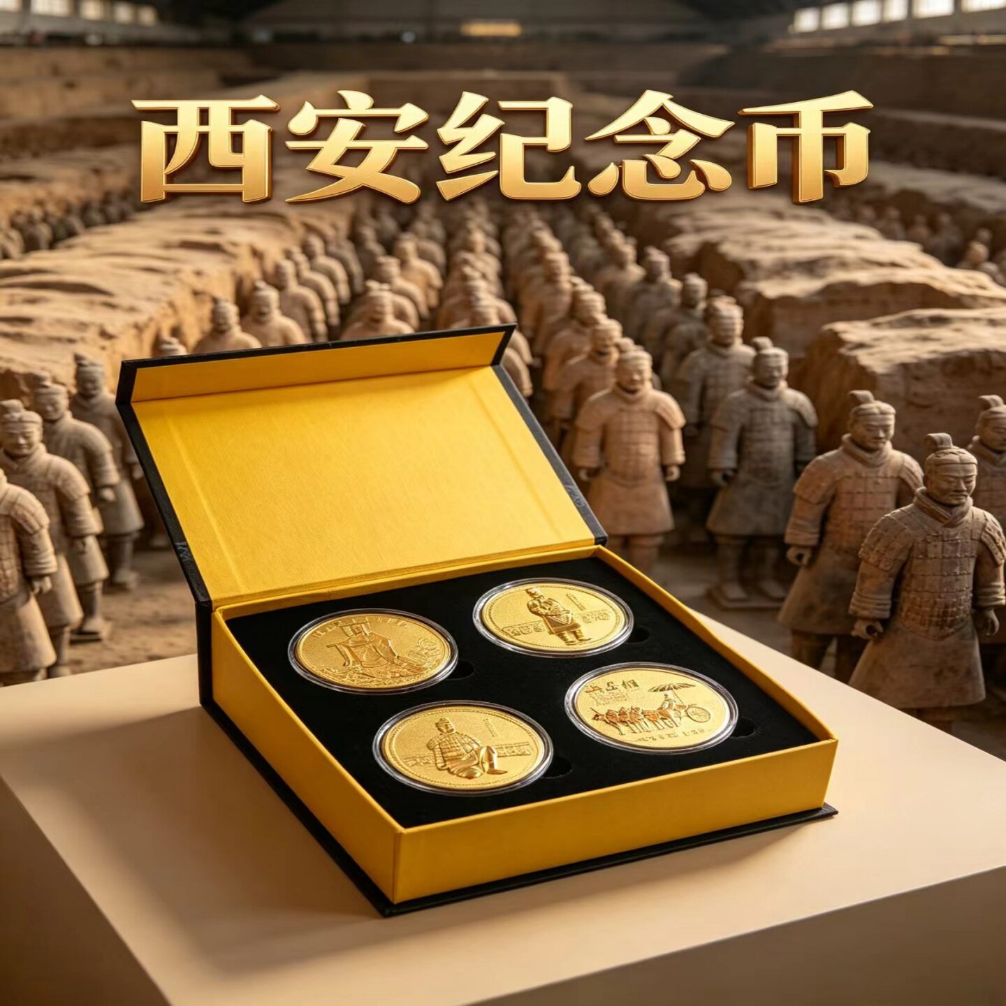 西安特色文创兵马俑大雁塔钟楼纪念币套装小众精致值得珍藏伴手礼