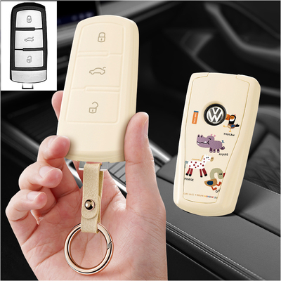 适用大众迈腾B7汽车钥匙套CC一键启动汽车121315老款16扣壳包男
