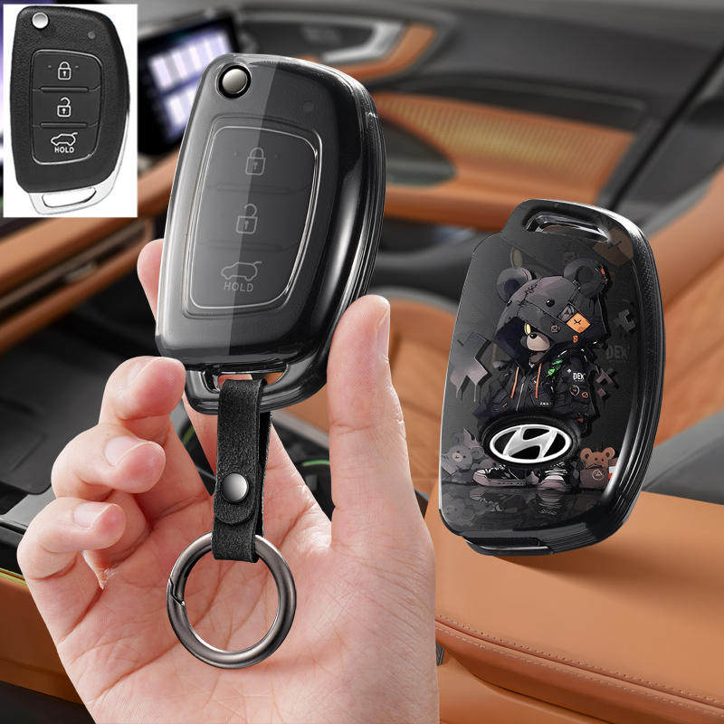 适用北京现代新朗动名图途胜汽车钥匙套保护套ix25包壳扣女高级男