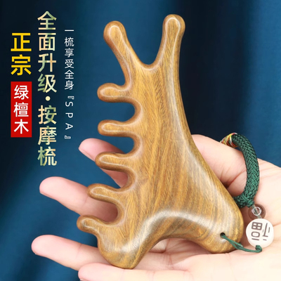 四合一绿檀木多用途按摩梳