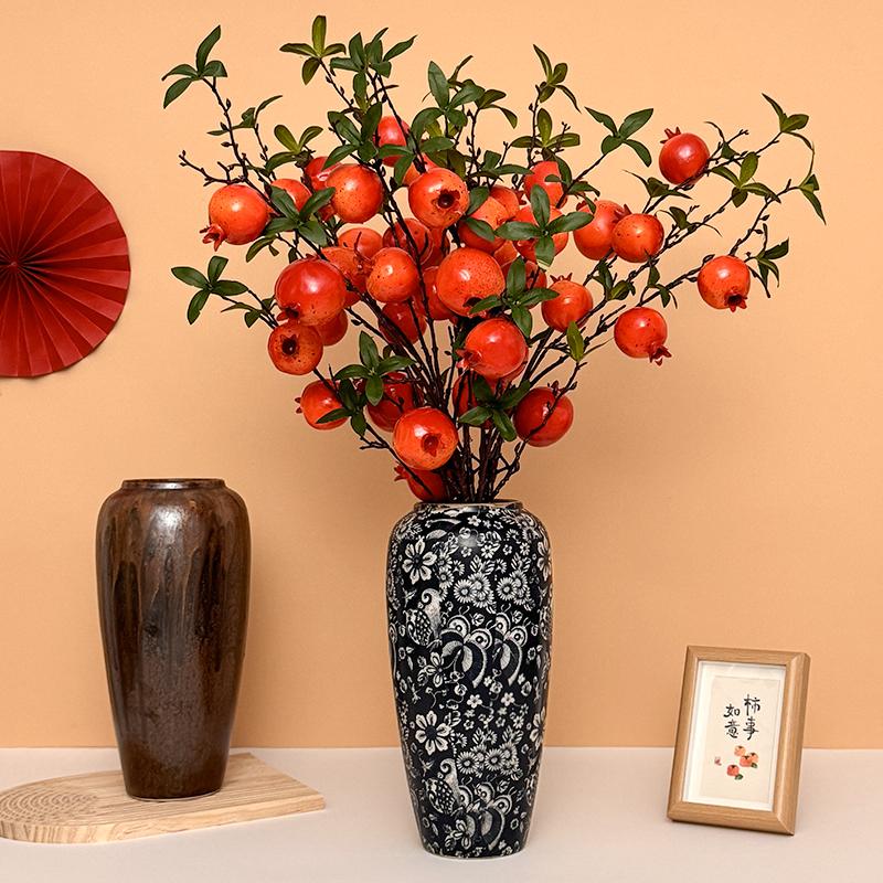 石榴仿真花客厅酒店摆件红红火火