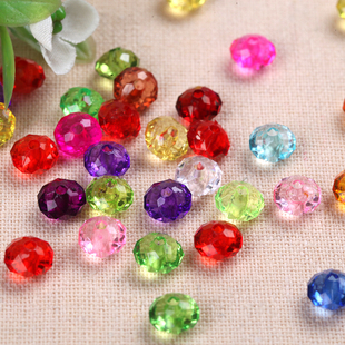 6mm亚克力车轮透明珠扁盘塑料珠diy手工串珠材料仿水晶散珠一斤