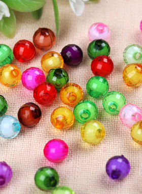 10MM珠中珠地球珠96面亚克力珠子DIY手工串珠玫瑰花苹果散珠材料