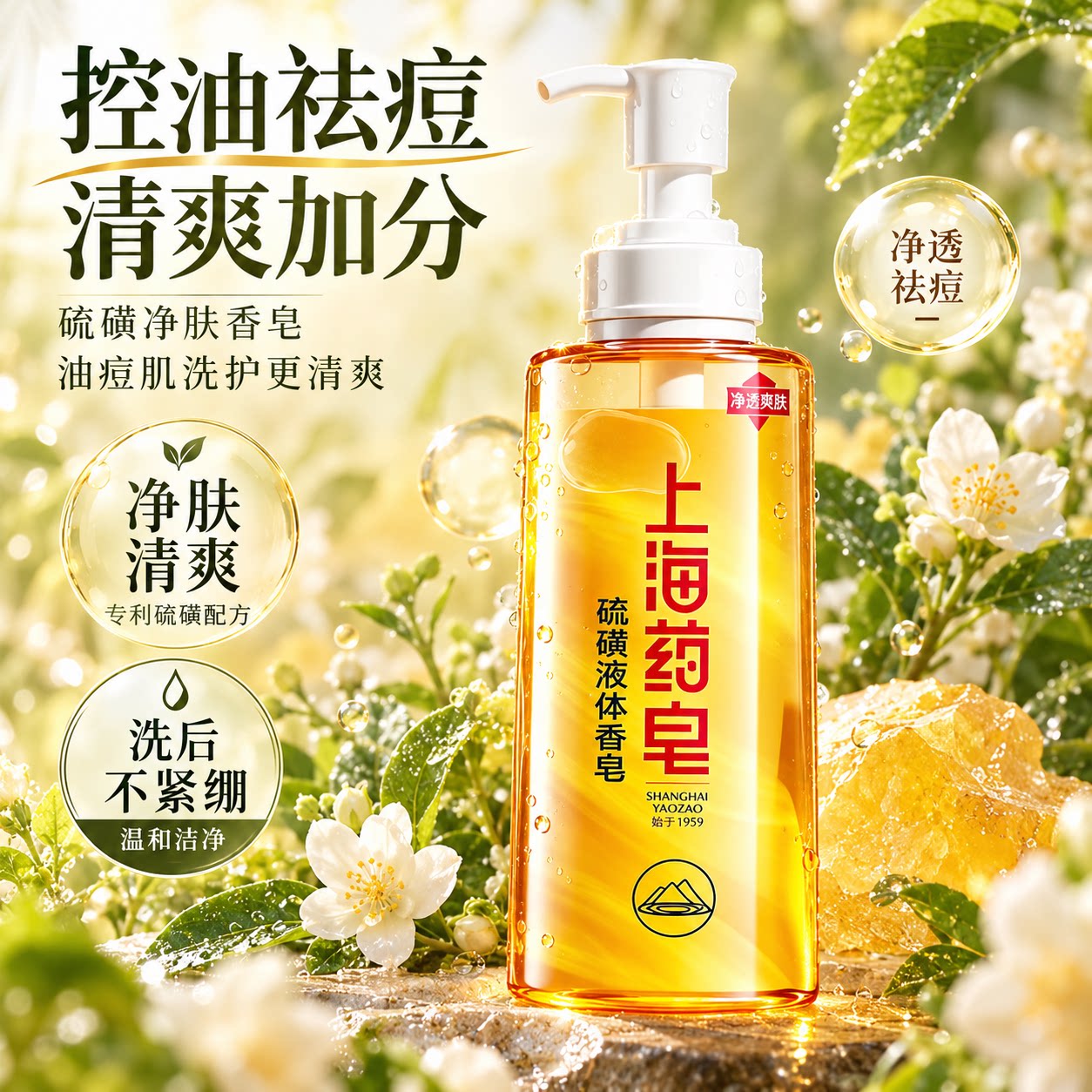 上海液体硫磺香皂祛痘控油沐浴露