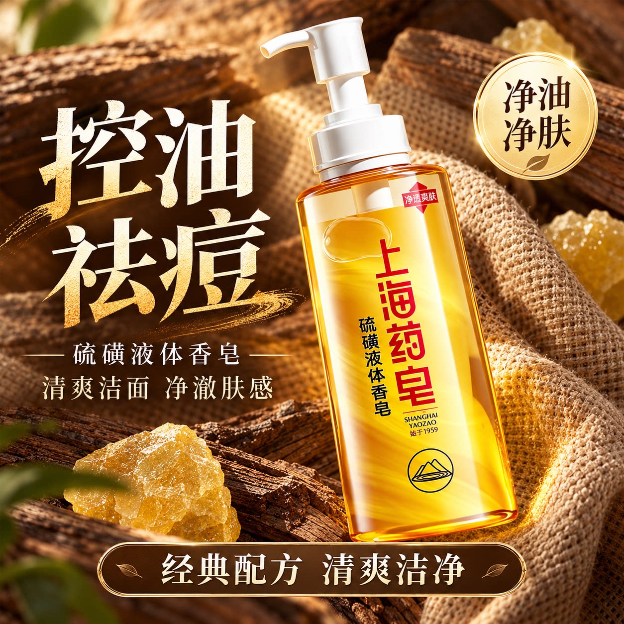 上海药皂硫磺控油祛痘留香沐浴露