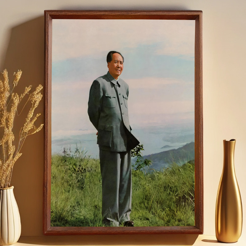 毛主席画像相框摆件毛泽东头像照国画