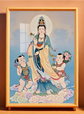 新款观世音菩萨相框装饰画桌面摆台客厅及书桌供奉装饰摆件
