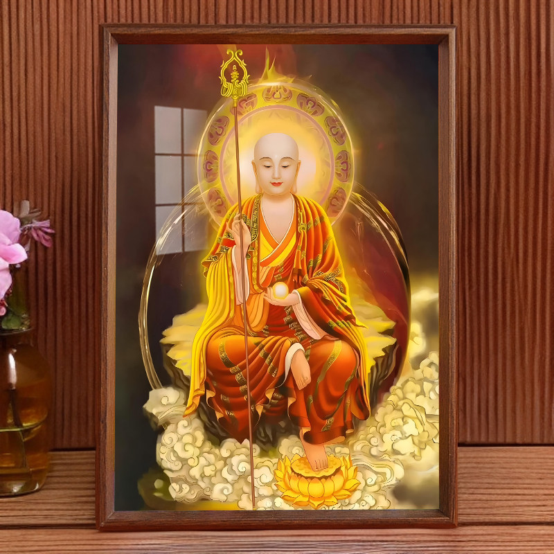 九华山地藏王菩萨画像挂画地藏菩萨神像佛像摆件供奉摆台摆件家用