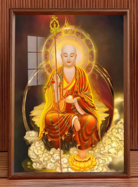 九华山地藏王菩萨画像挂画地藏菩萨神像佛像摆件供奉摆台摆件家用