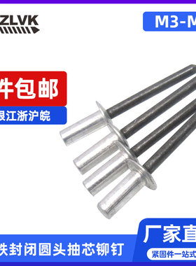 铝铁本色封闭型平圆头抽芯铆钉m3/3.2/4.8/56防水拉铆钉GB12615.1