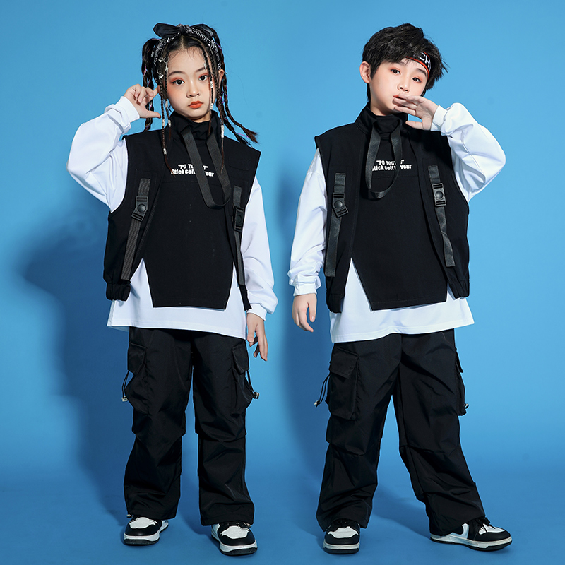 儿童嘻哈街舞潮服少儿表演服帅气装男童架子鼓演出服男孩炸街套装