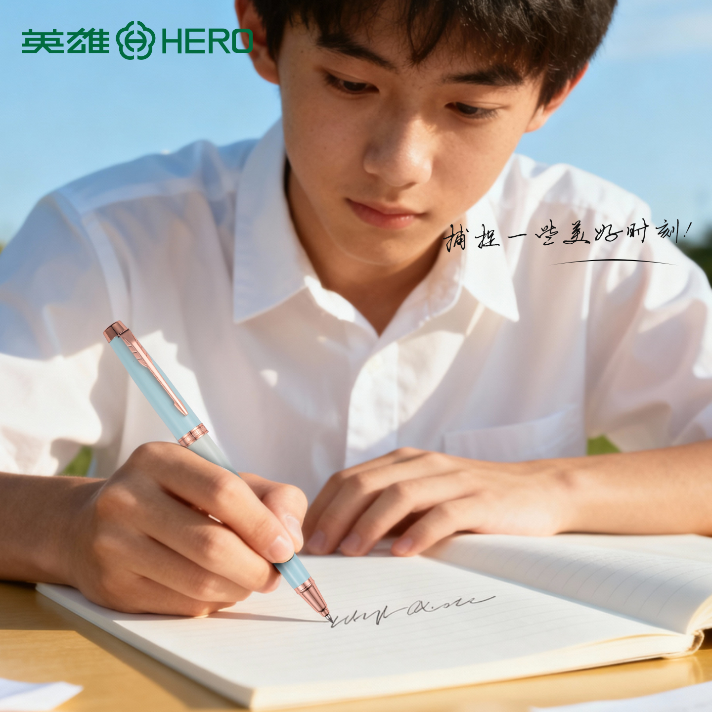 英雄宝珠笔商务高档精致重手感金属圆珠笔男士女士签名签字中性笔黑色水笔商务办公碳素笔刻字私人定制LOGO