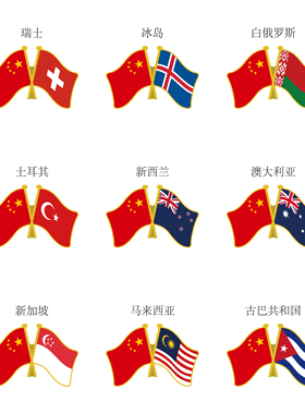 中国其他国家对旗旗帜胸针联合国和其他国家对旗徽章定制包包挂饰