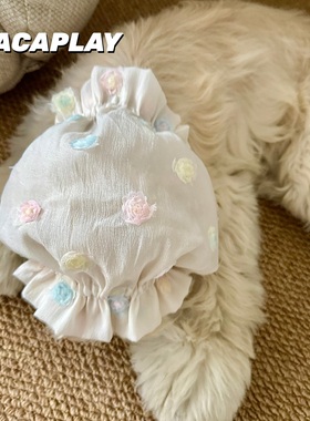 立体花朵刺绣耳套狗狗耳套美卡外出吃饭喝水防脏耳套可卡大耳朵狗