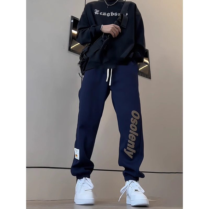 春秋款青少年裤子男孩初中高中学生运动厚棉裤大童潮流帅气休闲束