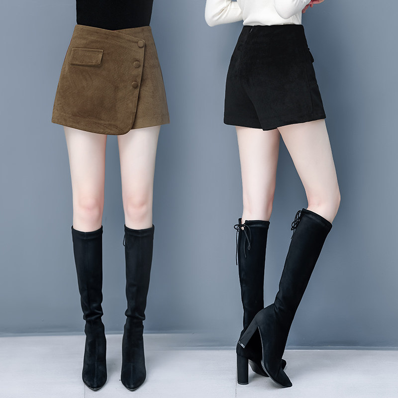 A字短裤女秋冬高腰2020新款韩版宽松百搭显瘦黑色裙裤外穿春秋款