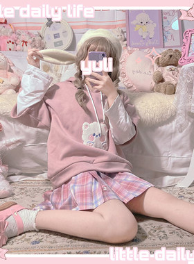 咩咩原创刺绣连帽卫衣外套秋冬款