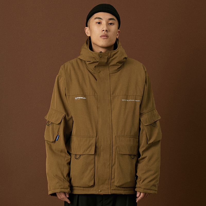 WASSUP秋冬季新款四色棉衣棉服连帽立领宽松防风保暖中长款外套
