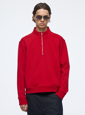 wassuphouse半拉链分割立领卫衣男美式宽松慵懒套头半开襟上衣男