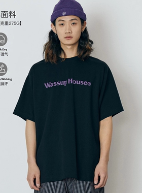 wassuphouse基础T恤衫短袖国潮牌休闲上衣情侣夏装男女官方旗舰店