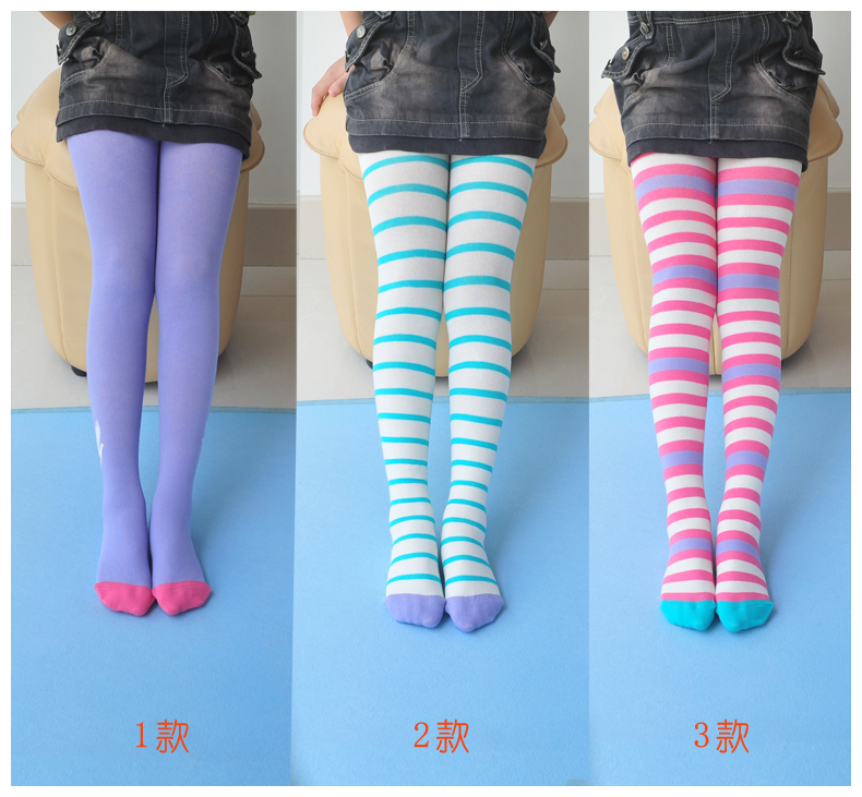 童装英国纯棉婴儿条纹打底连裤袜