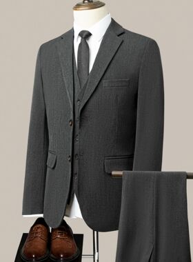 新款现货西服套装男士商务休闲职业正装西装弹力婚礼宴会面试修身
