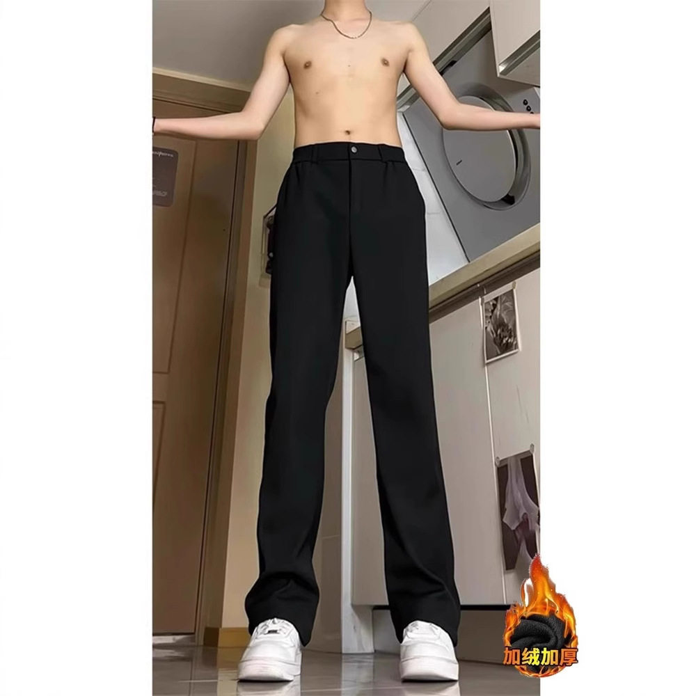 cleanfit黑色西裤加长版高个子加绒美式裤子男垂感廓形休闲直筒裤