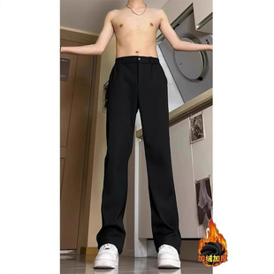 cleanfit黑色西裤加长版高个子加绒美式裤子男垂感廓形休闲直筒裤