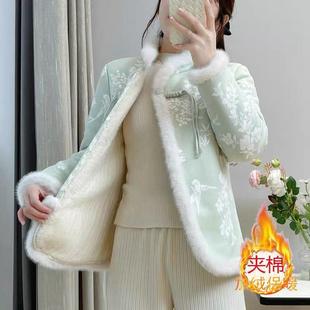 网红春节爆款花棉袄高档洋气女大学生新中式盘扣国风棉衣棉服外套