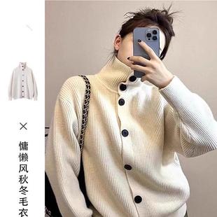 外套女开衫加厚韩版百搭2025年春秋装新款复古慵懒风超火外搭毛衣