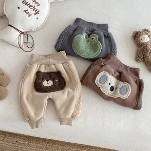 婴儿加绒大PP裤2025新款冬季宝宝超萌颗粒绒裤子儿童卡通加厚冬装