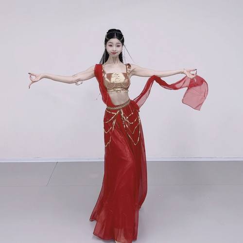 练功服唐风吊带身韵披肩大摆裙裤演出服古典舞蹈服装敦煌套装