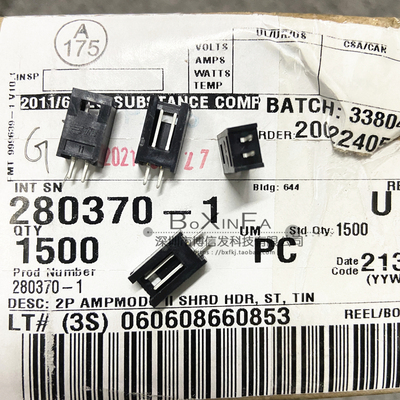 原装AMP/TE泰科连接器 280370-1 间距2.54mm 杜邦针座 2PIN 直针